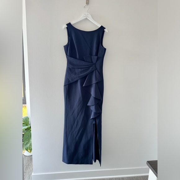 ELIZA J Navy Ruffle Front Gown 10 - Picture 6 of 10